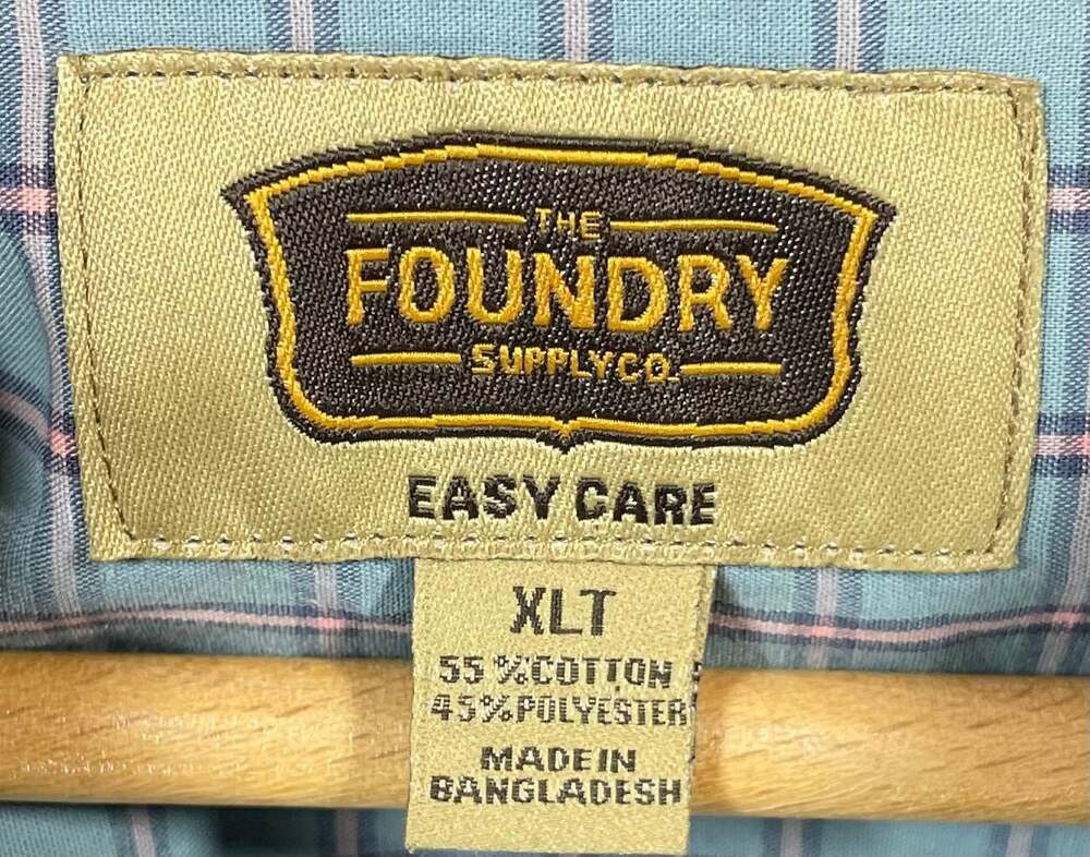 The Foundry Supply Co. Easy Care Plaid Short Sleeve Button Down Shirt XLT - Picture 5 of 5